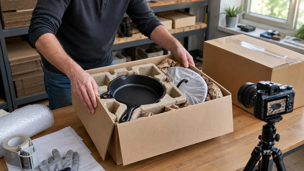 Ship Cast Iron Safely: Pad Weight, Handles, and Lids