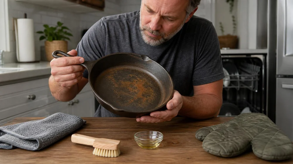 Cast Iron Went Through the Dishwasher: Dry, Inspect, and Reseason