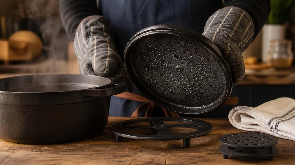 Cast Iron Lid Condensation: Dry the Rim and Underside