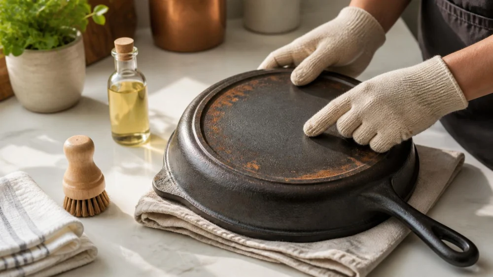 Rust Under a Cast Iron Pan: Restore the Base and Stop the Moisture