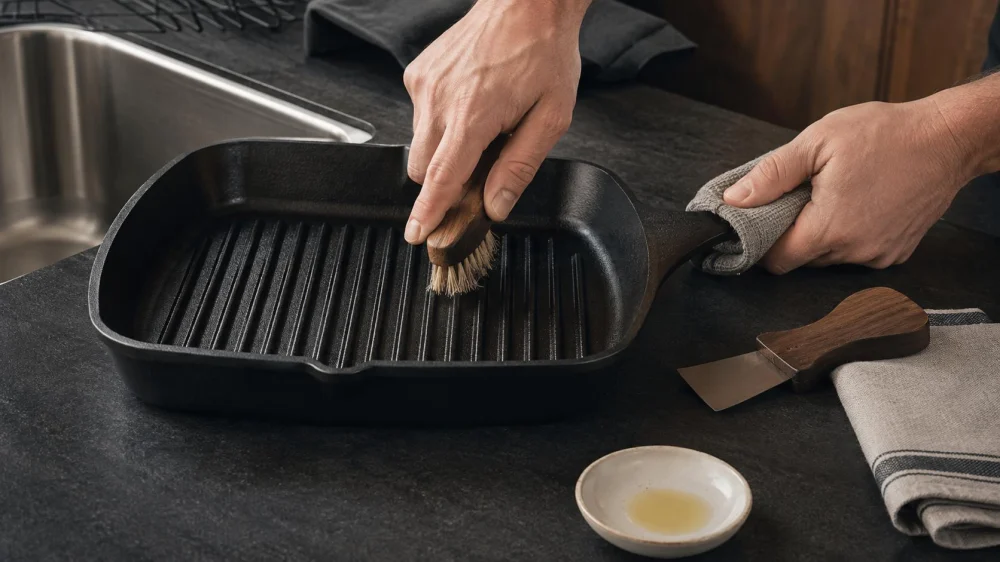 Cast Iron Grill Pan: Clean Ridges and Dry Every Groove