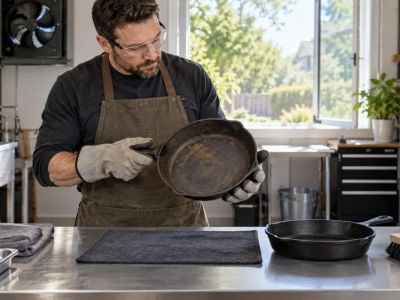 Cast Iron Restoration Workspace: Heat, Dust, and Cleanup