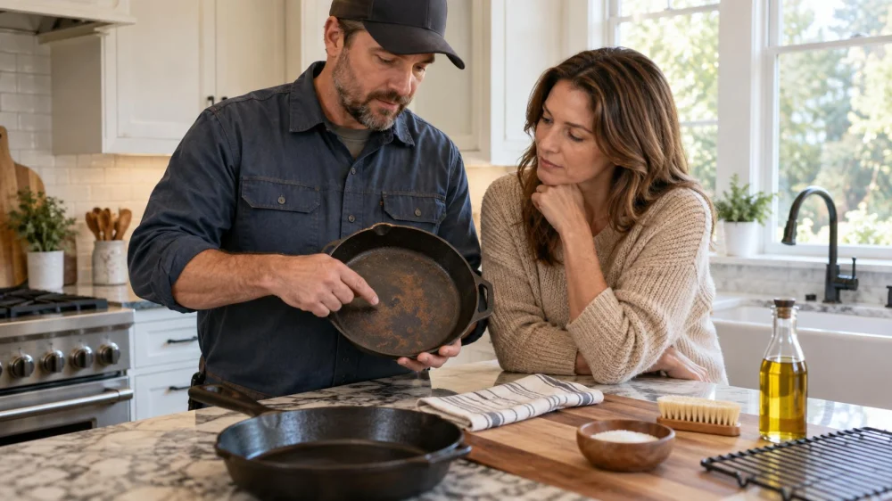 Cast Iron Rust Spot: Remove, Dry, Season, and Store